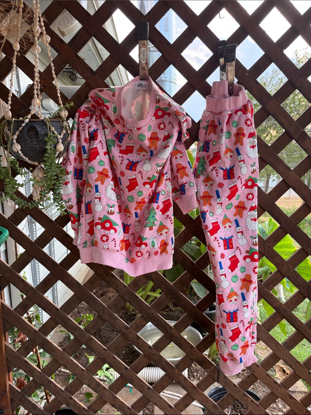 Lola + The Boys - girls Kids Pink Holiday Pajama Set - F size 14 SET
